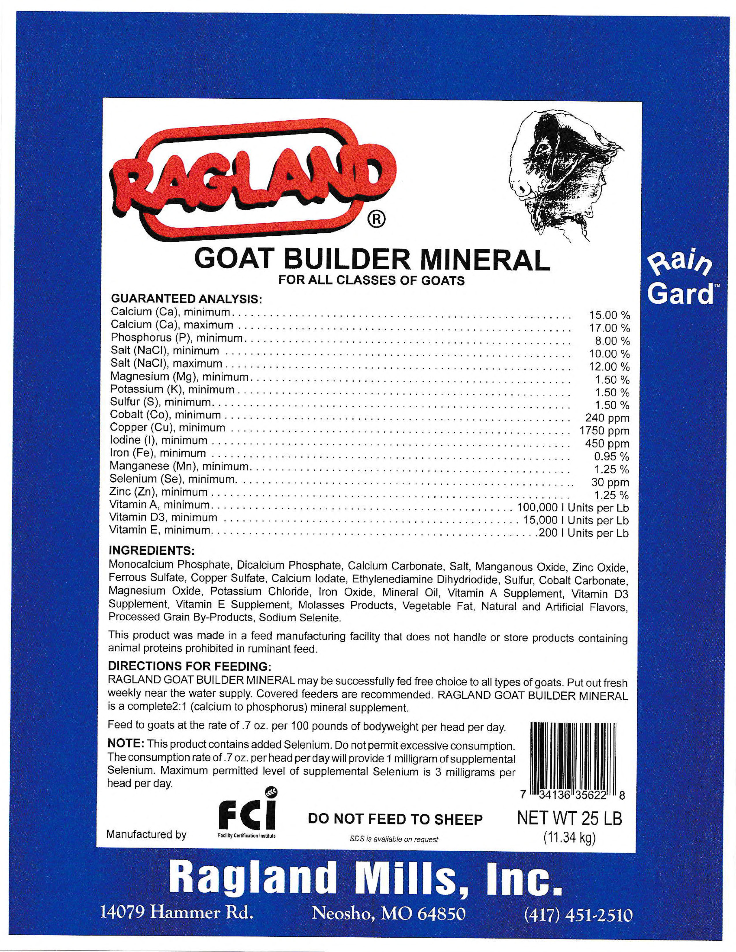 RAGLAND GOAT BUILDER MINERAL 25#