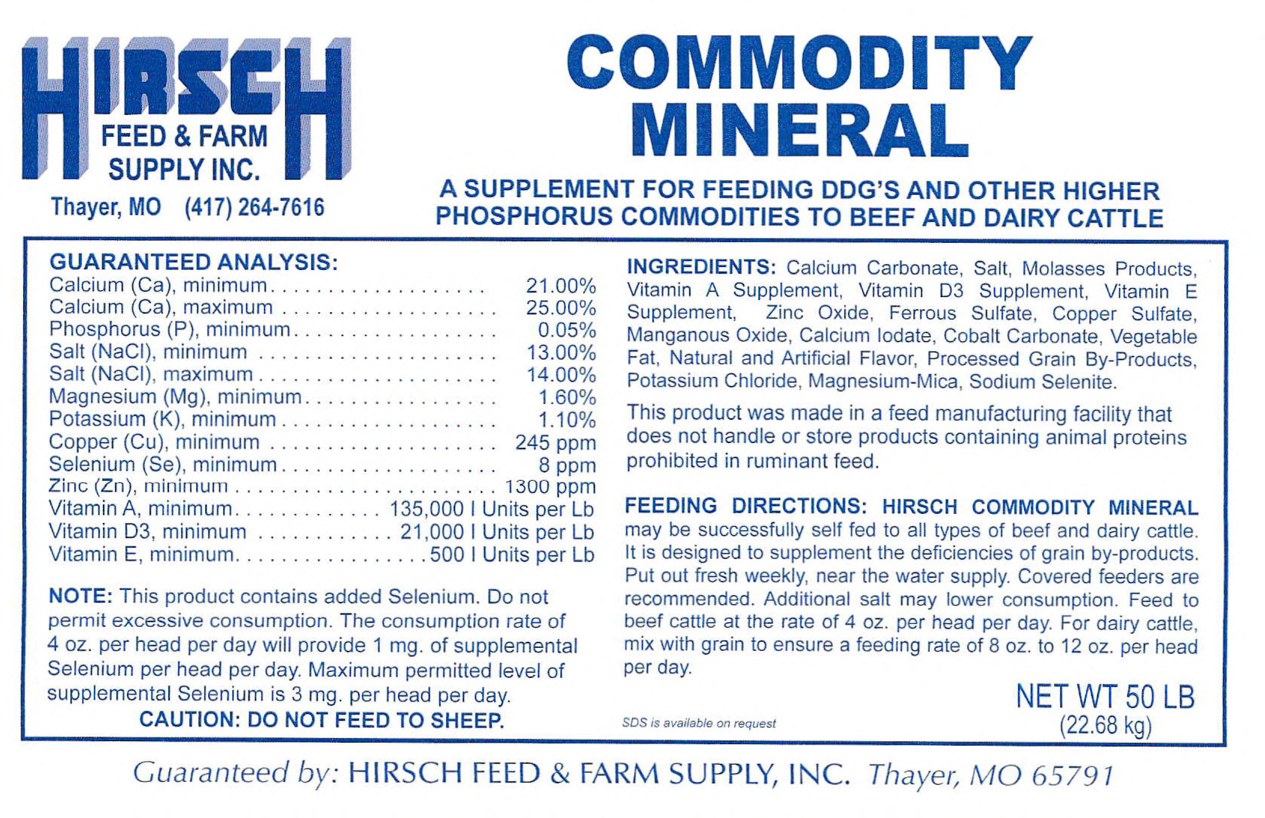 HIRSCH COMMODITY MINERAL