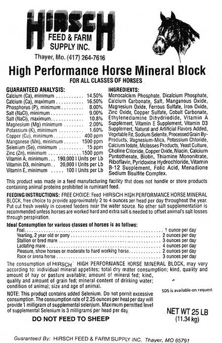 HIRSCH HORSE MINERAL BLK 25