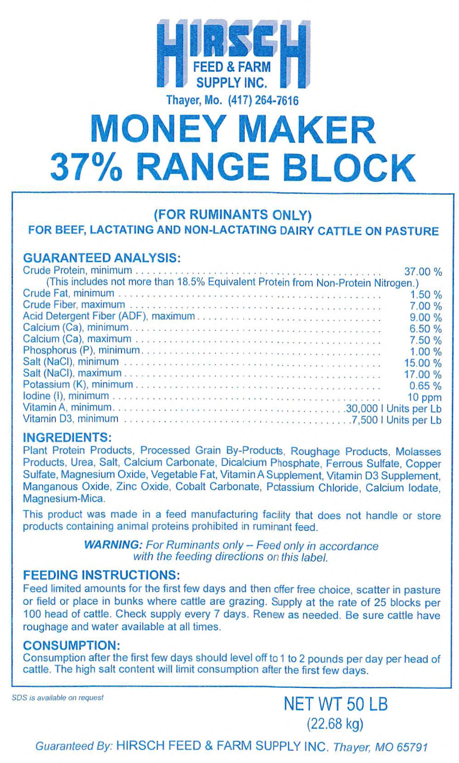 MONEYMAKER BLOCK 50#  37%