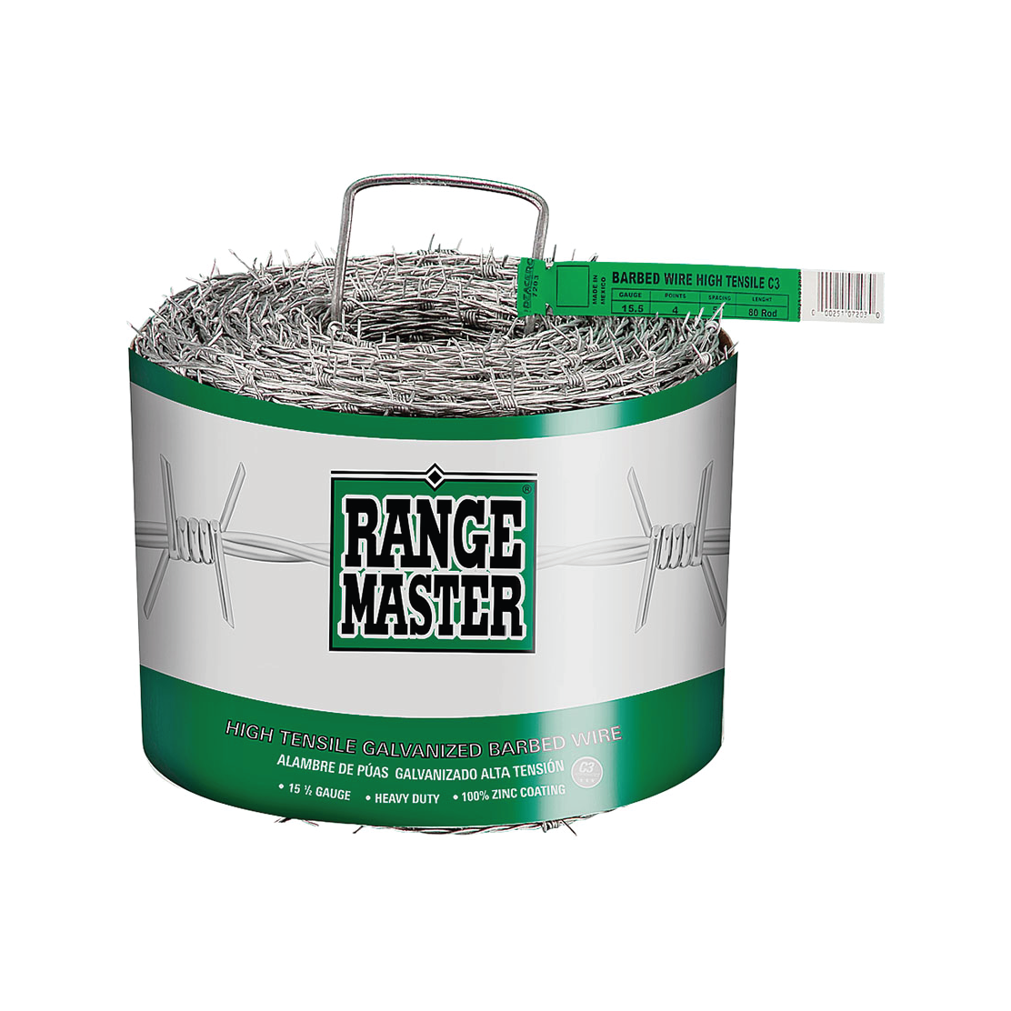 RANGEMASTER 4 PT HI-TENSILE BARBED WIRE 15.5 GAUGE