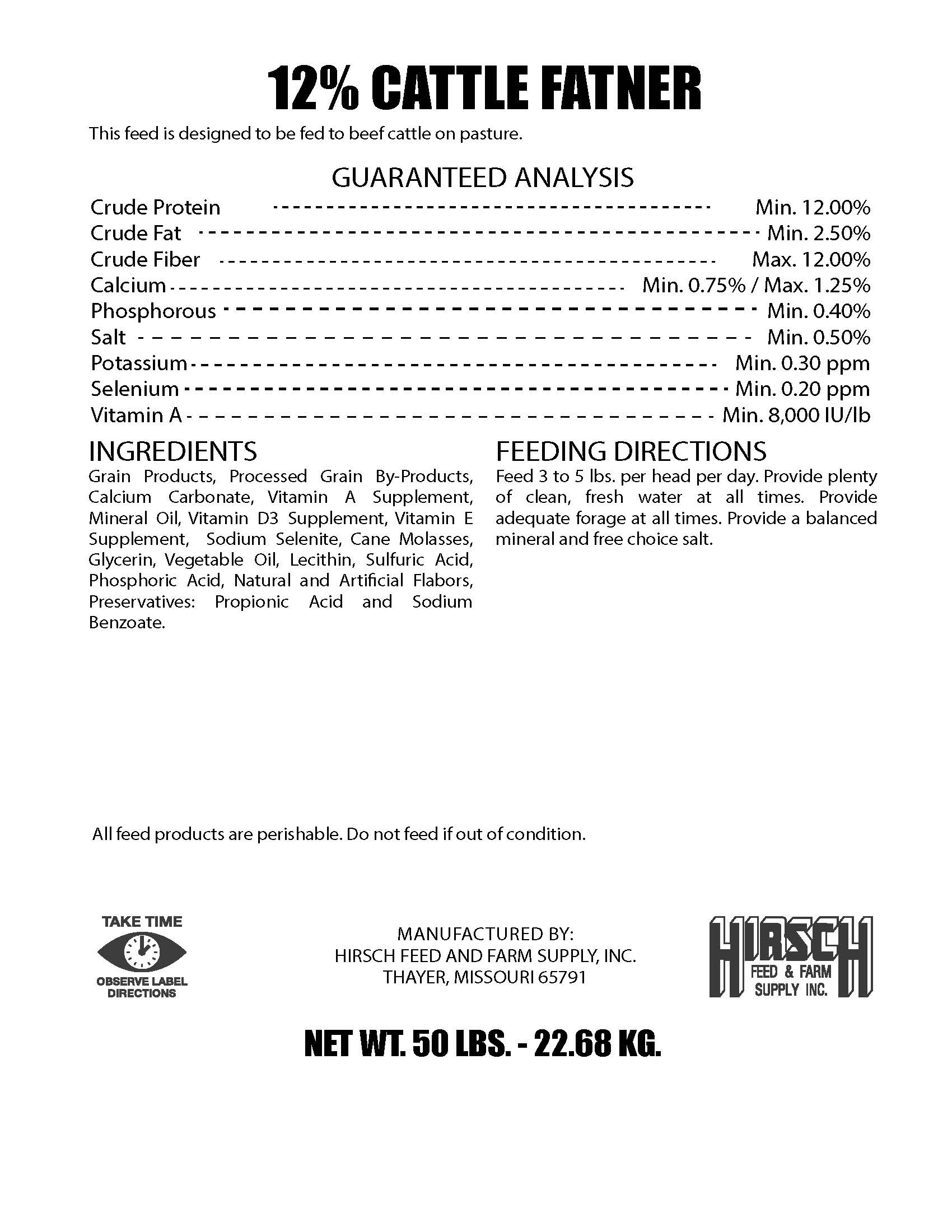 CATTLE FATNER  12% *SO*