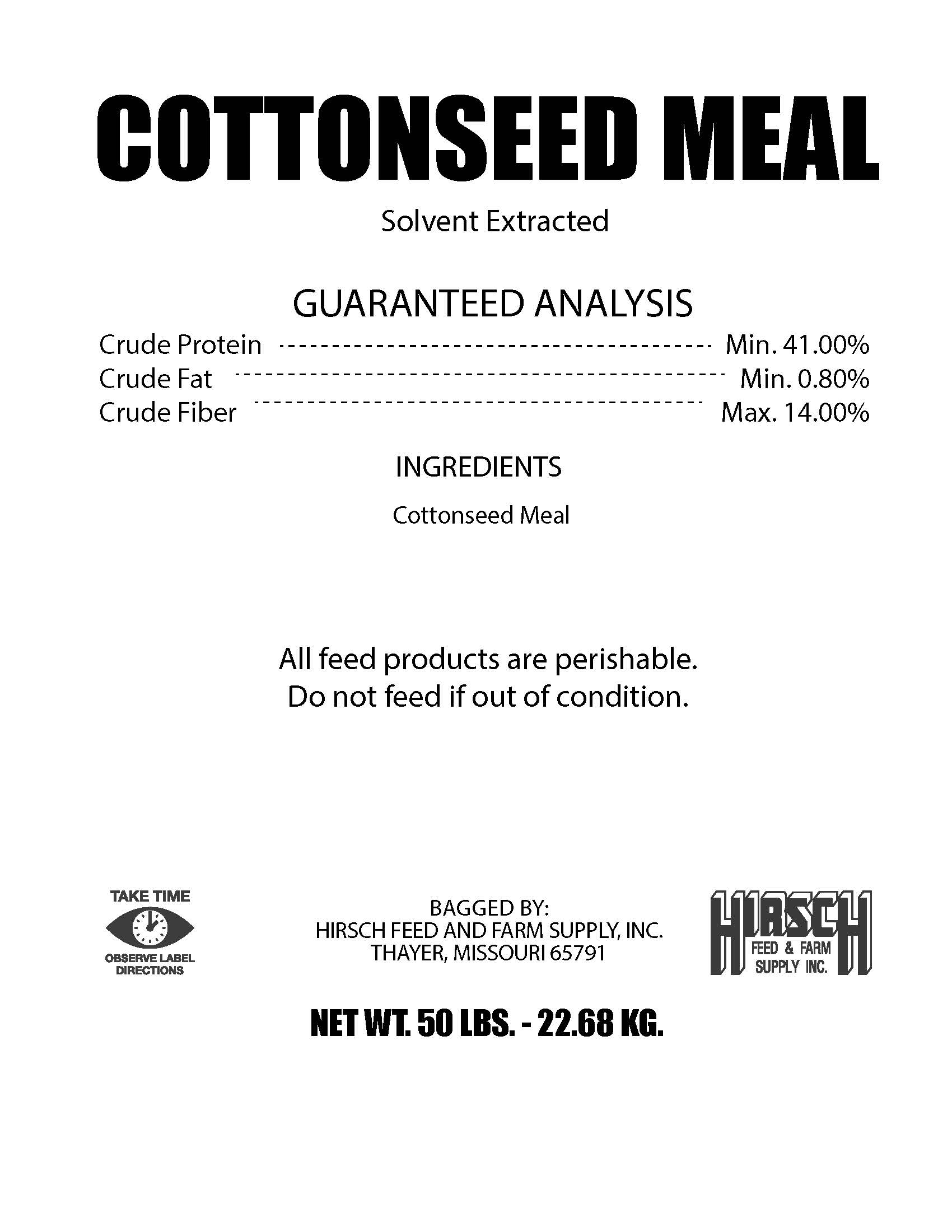 COTTONSEED MEAL  41%