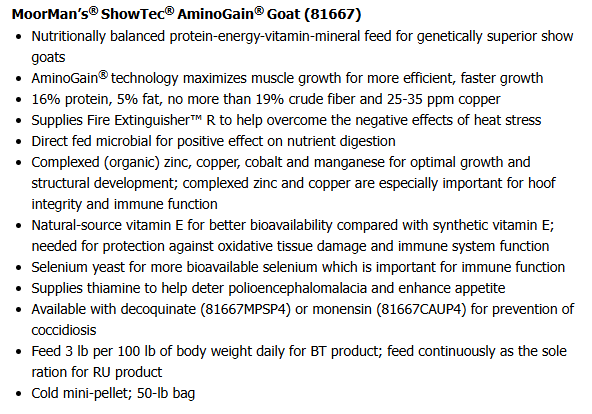 ADM SHOWTEC AMINO GAIN GOAT RU