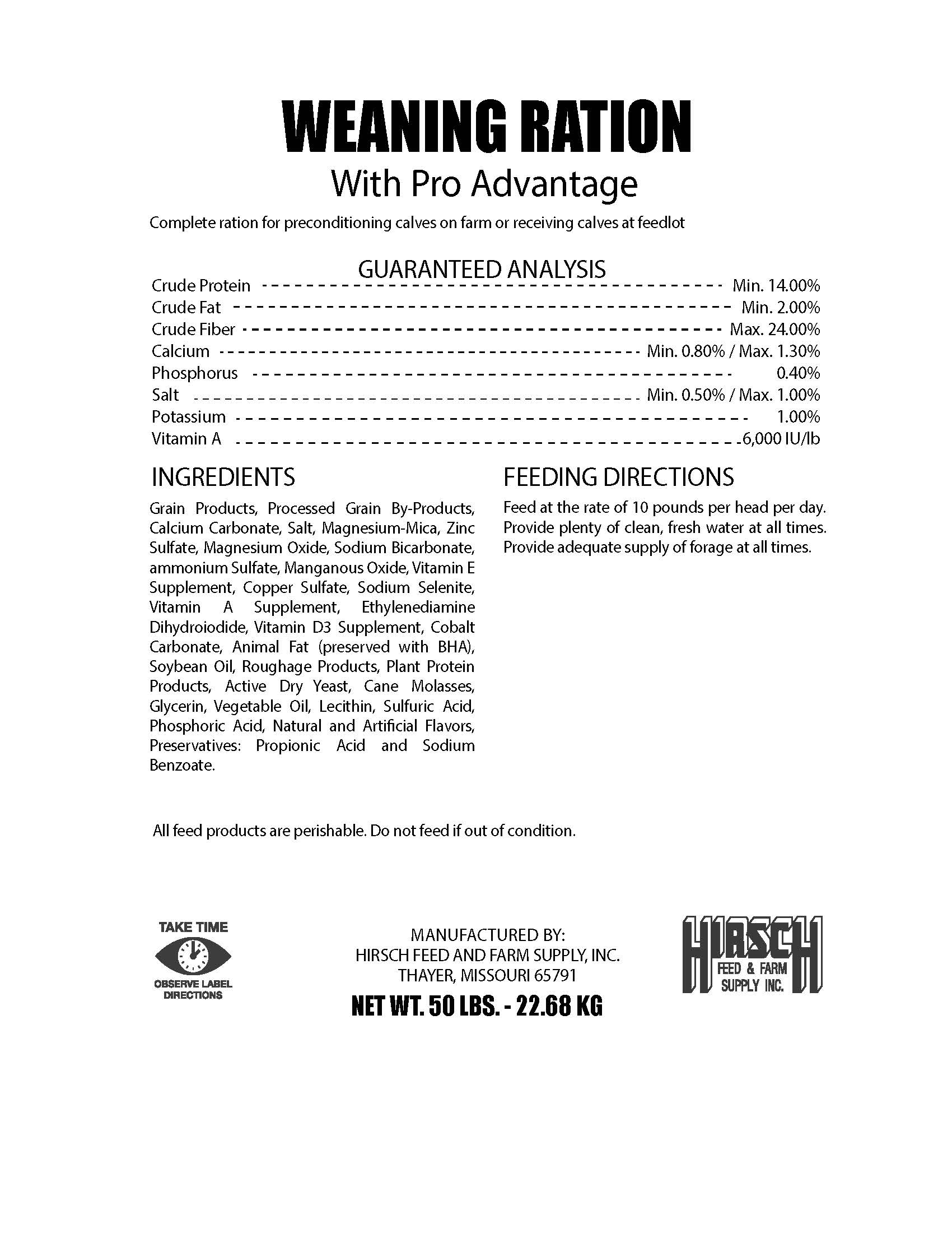 WEANING RATION PROTERNATIVE