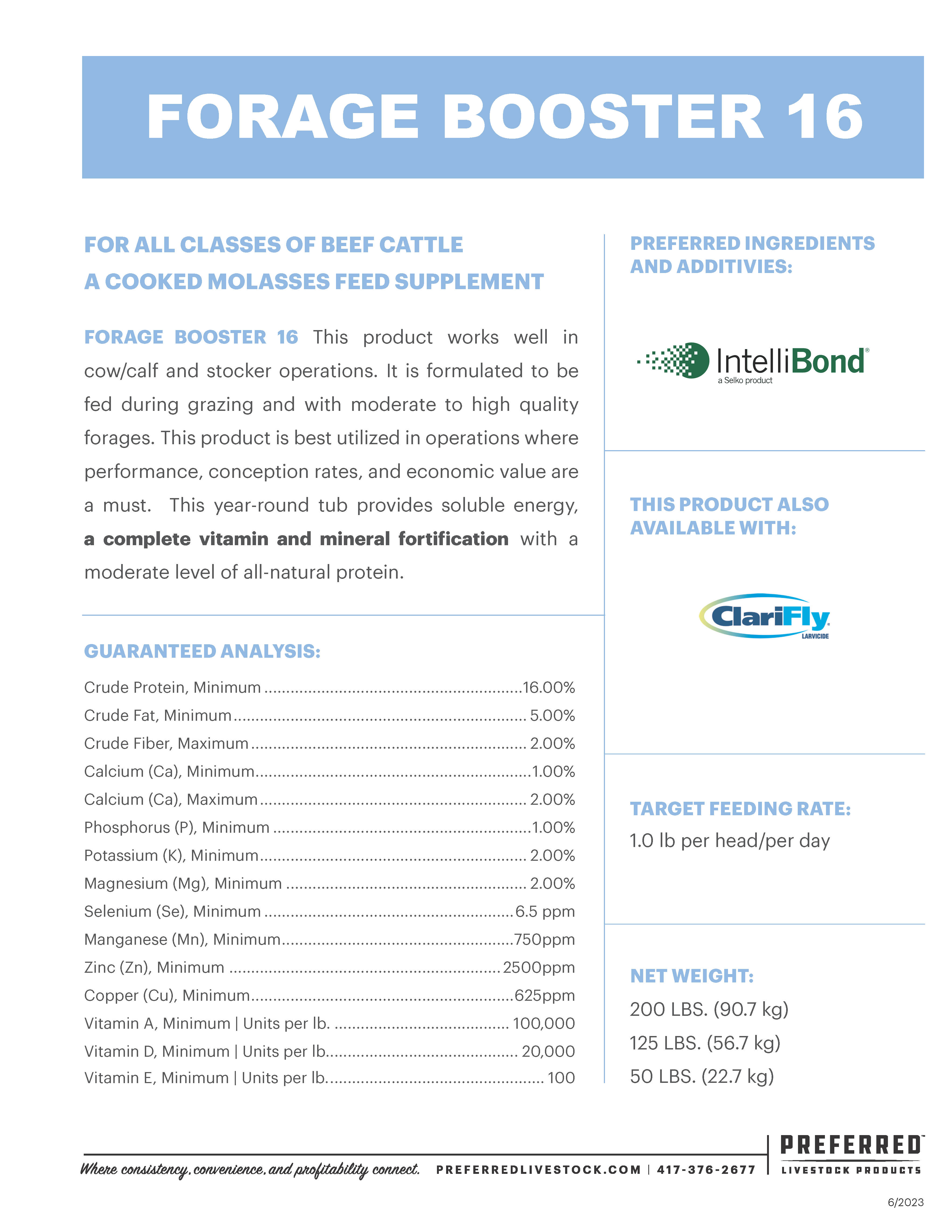 PREFERRED LIVESTOCK FORAGE BOOSTER 16 200#