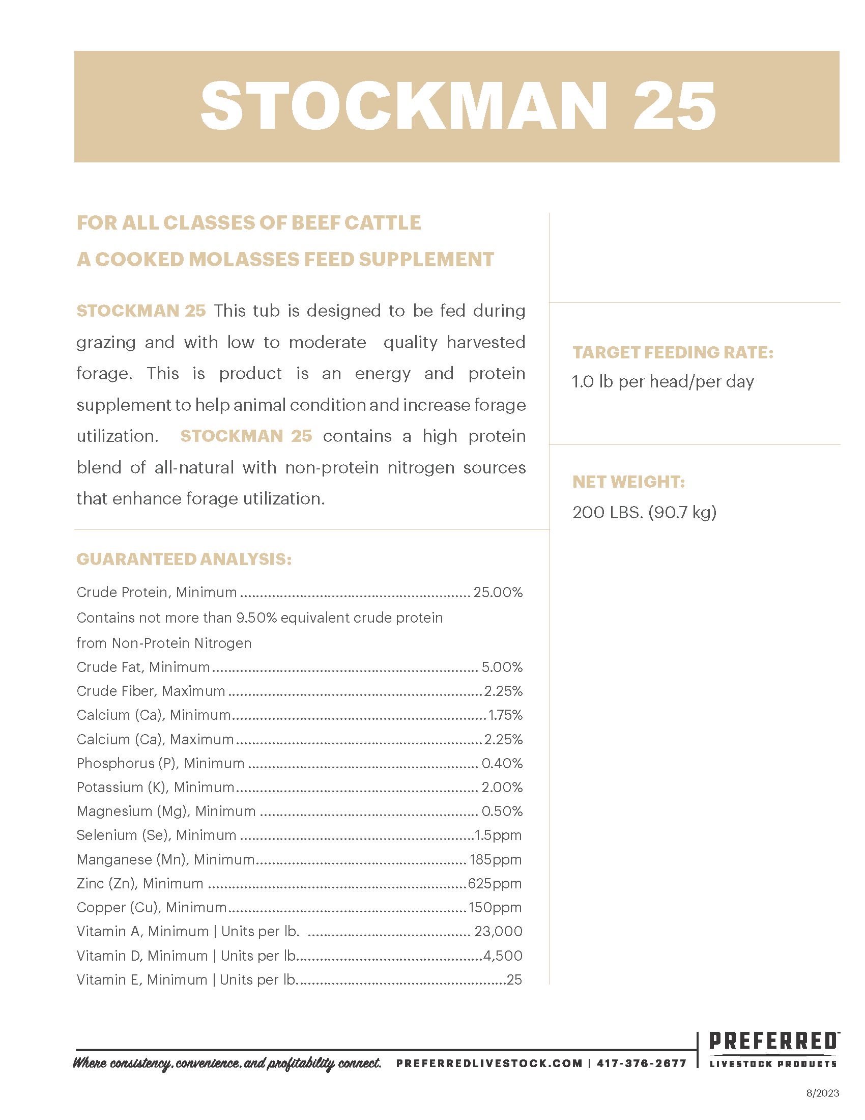 PREFERRED LIVESTOCK STOCKMAN 25 200#