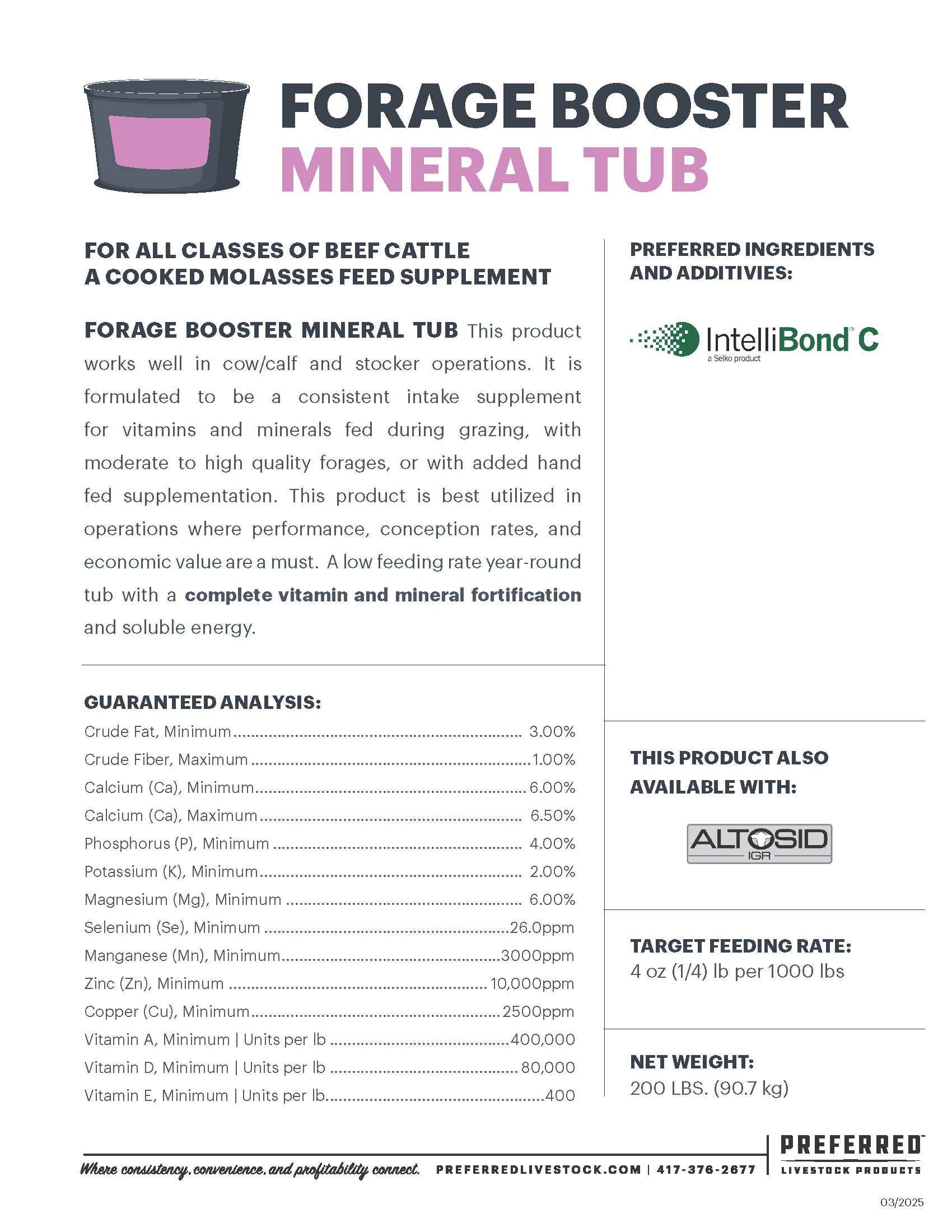 PREFERRED LIVESTOCK FORAGE BOOSTER MINERAL WITH IGR 200#