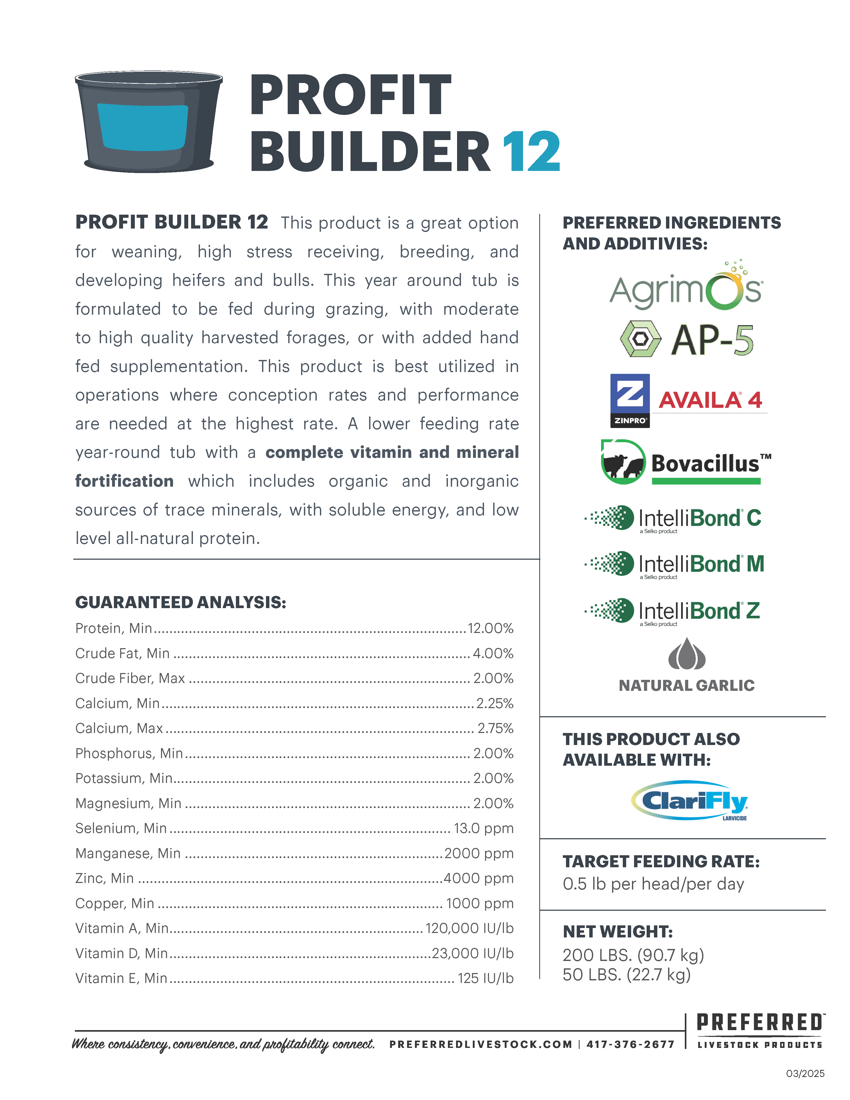 PREFERRED LIVESTOCK PROFIT BUILDER 12 WITH CLARIFLY 200#