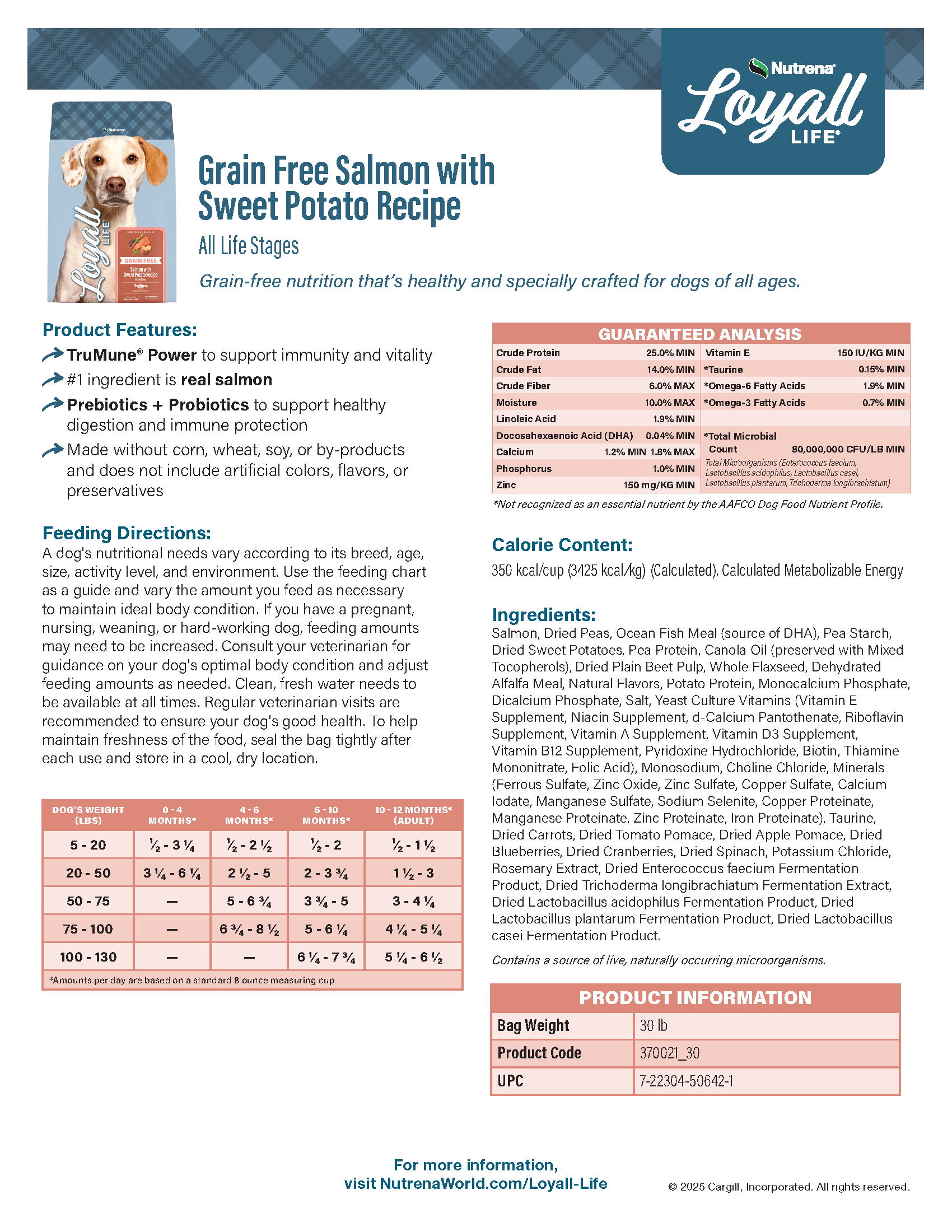 LOYALL LIFE GRAIN FREE SALMON & SWEET POTATO 30#