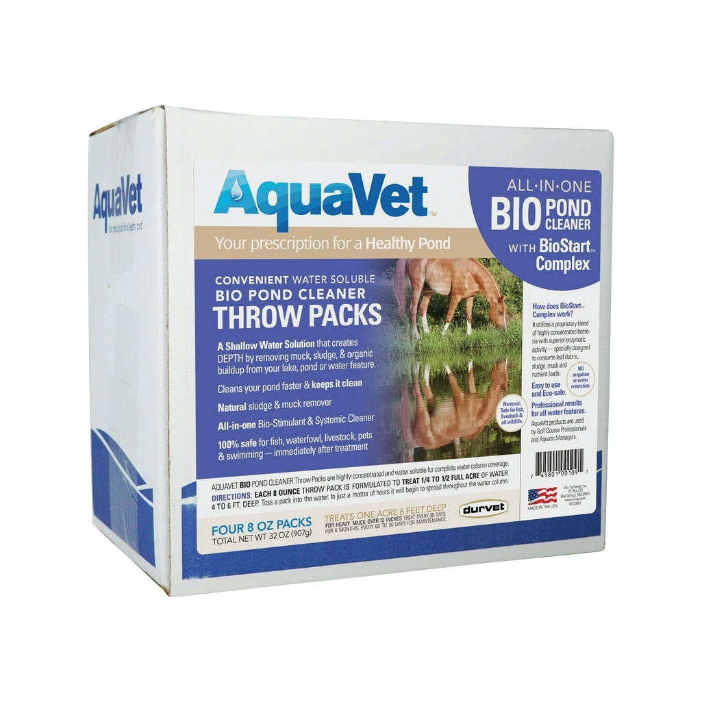 AQUAVET POND CLEANER THROW PACKS 4  X 8OZ