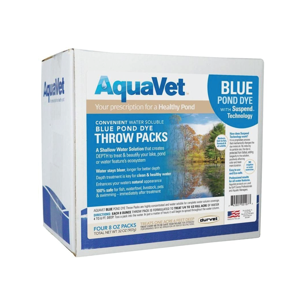 AQUAVET BLUE POND DYE THROW PACKS 4 X 8OZ