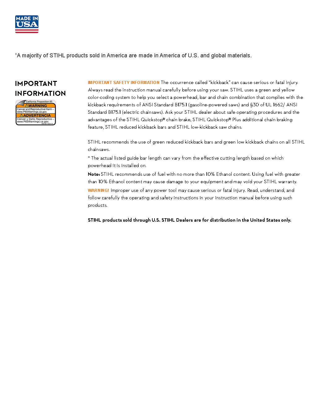 STIHL 20\" MS 271 FARM BOSS CHAINSAW