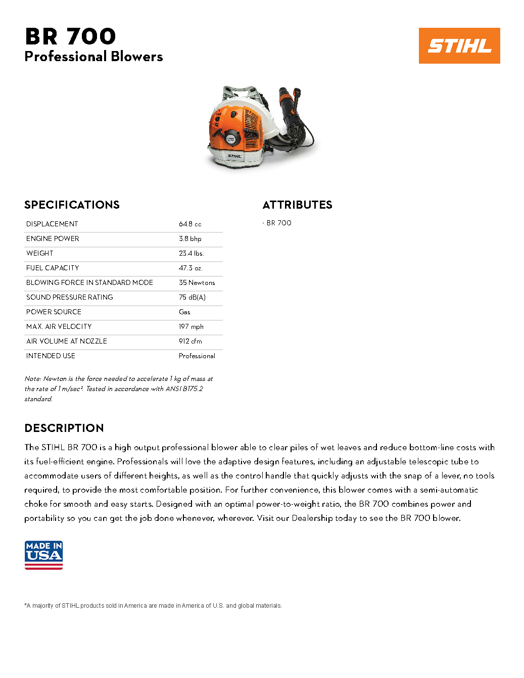 STIHL BR 700 BACKPACK BLOWER