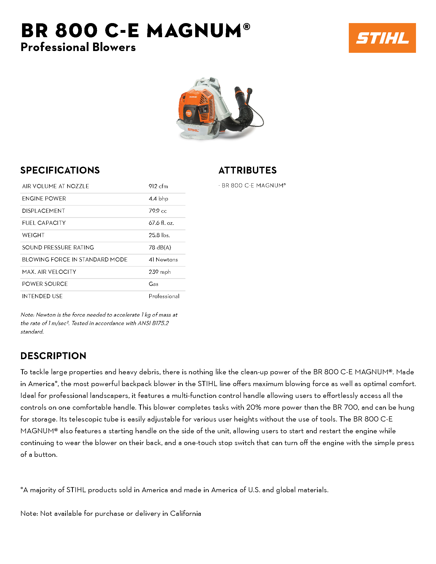 STIHL BR 800 C-E MAGNUM BACKPACK BLOWER