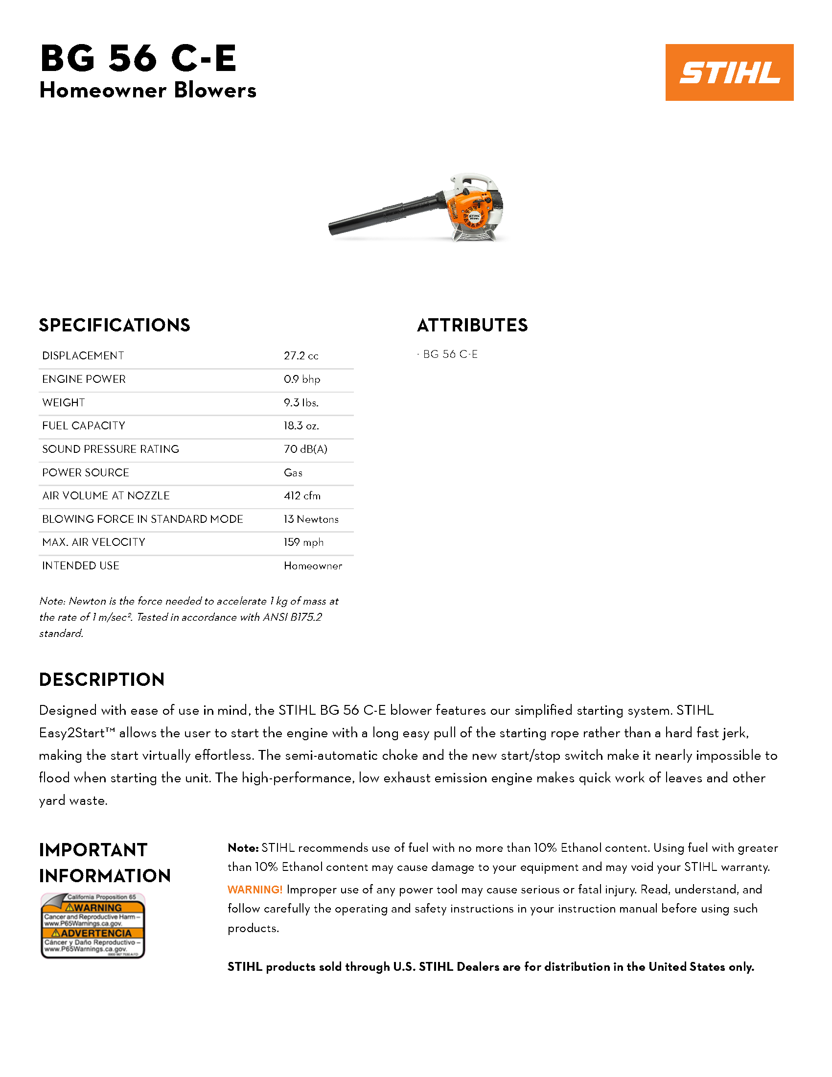 STIHL BG 56 C-E BLOWER