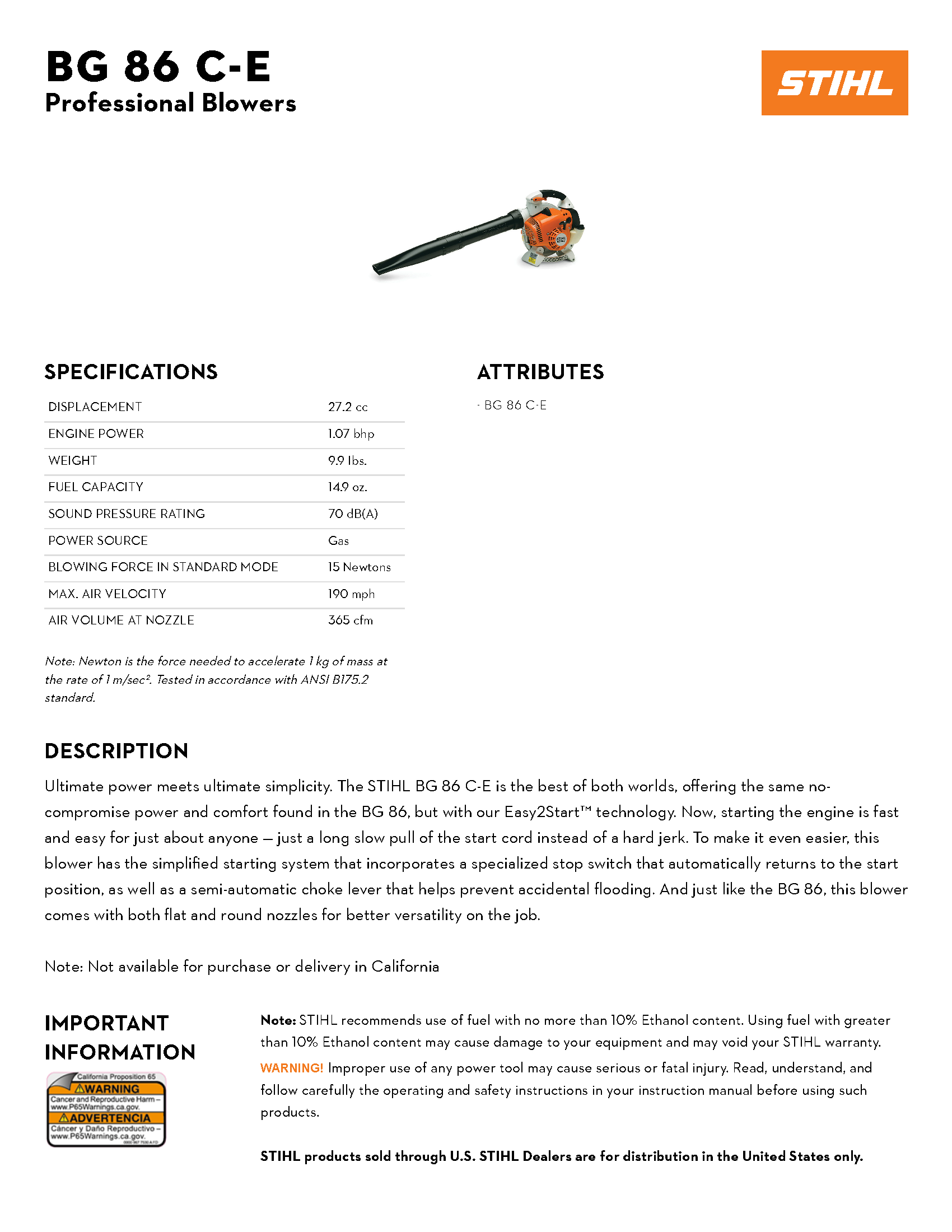 STIHL BG 86 C-E BLOWER