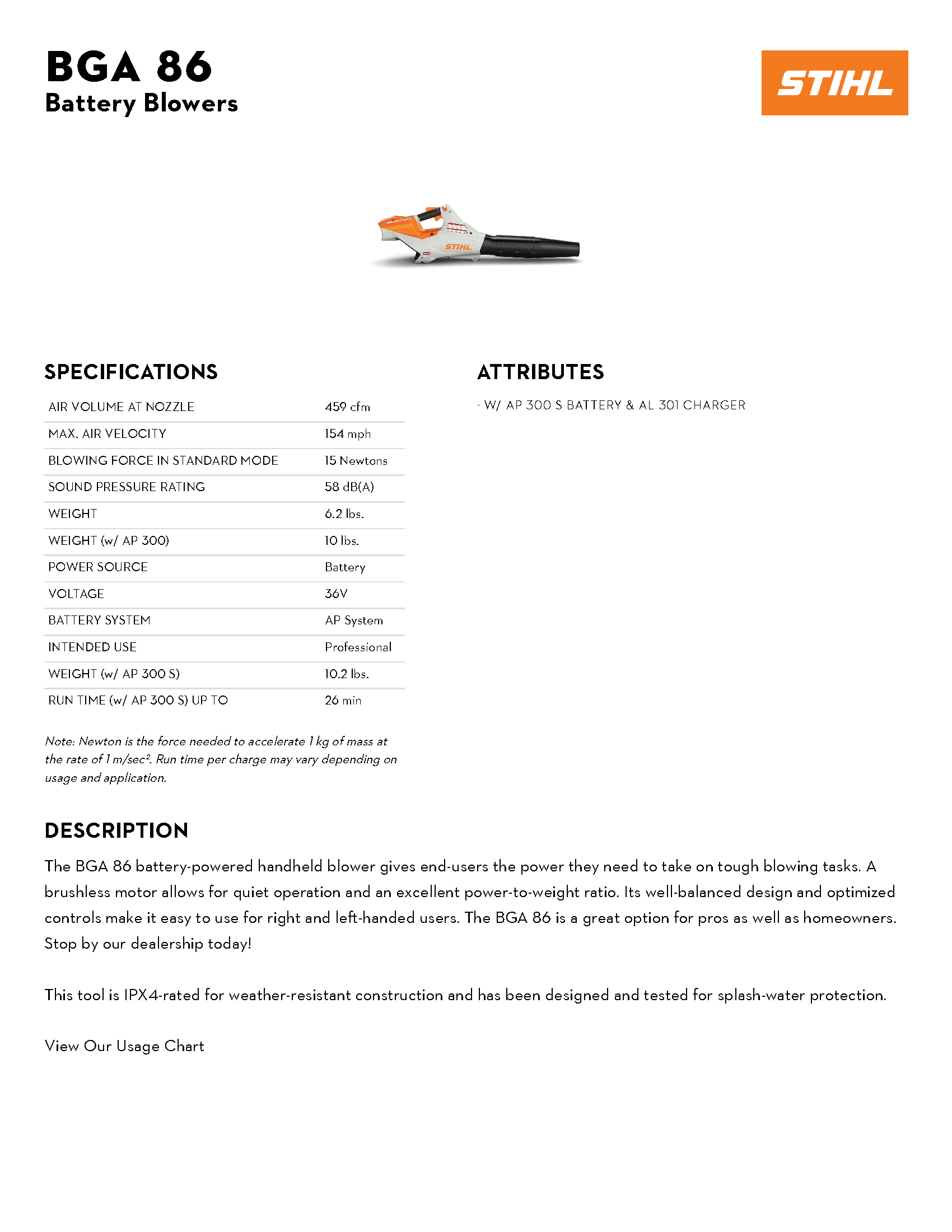 STIHL BGA 86 LITH-ION BLOWER