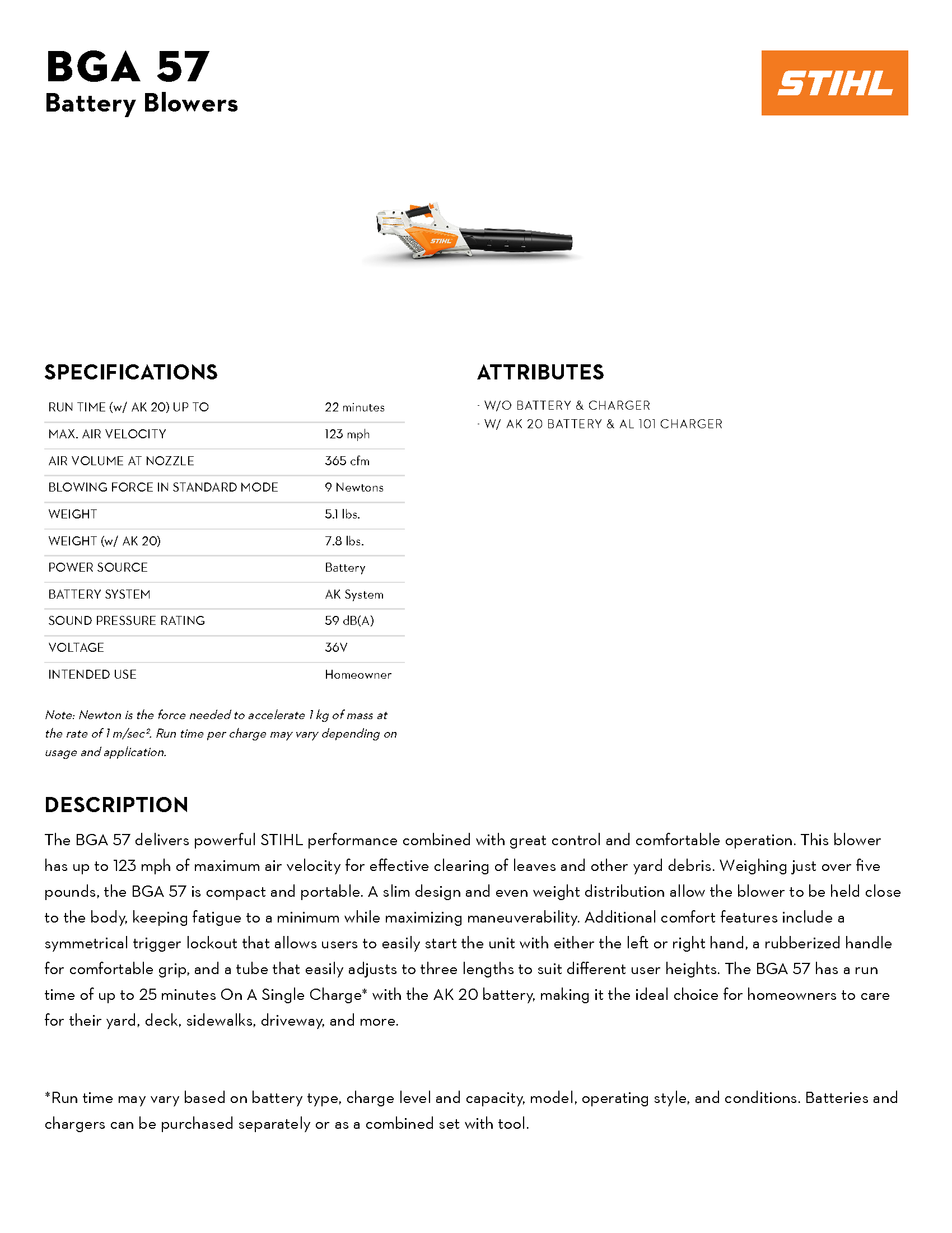 STIHL BGA 57 LITH-ION BLOWER
