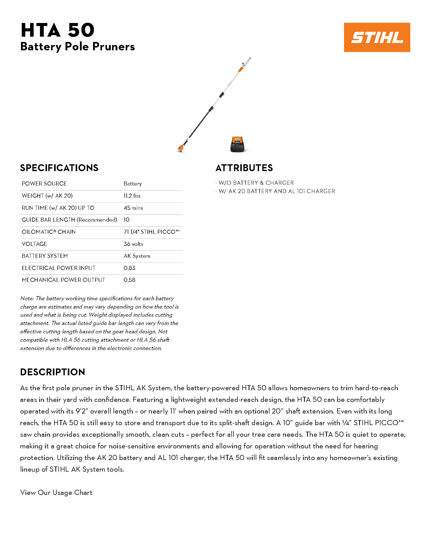 STIHL HTA50 LITH-ION POLE PRUNER