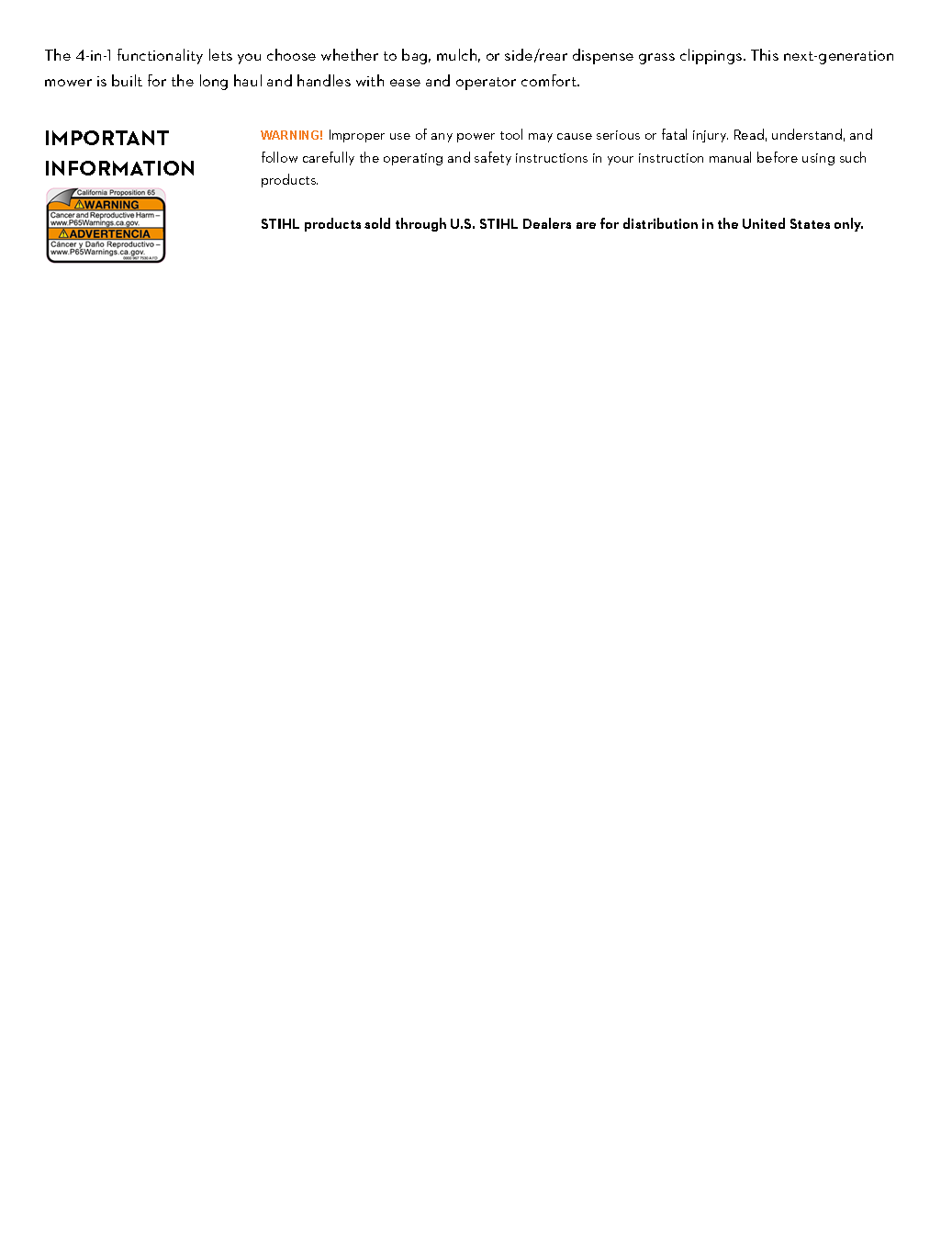 STIHL RM 453T PUSH LAWN MOWER