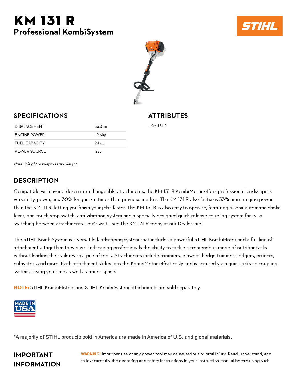 STIHL KOMBI 131R W/UPPER SHAFT