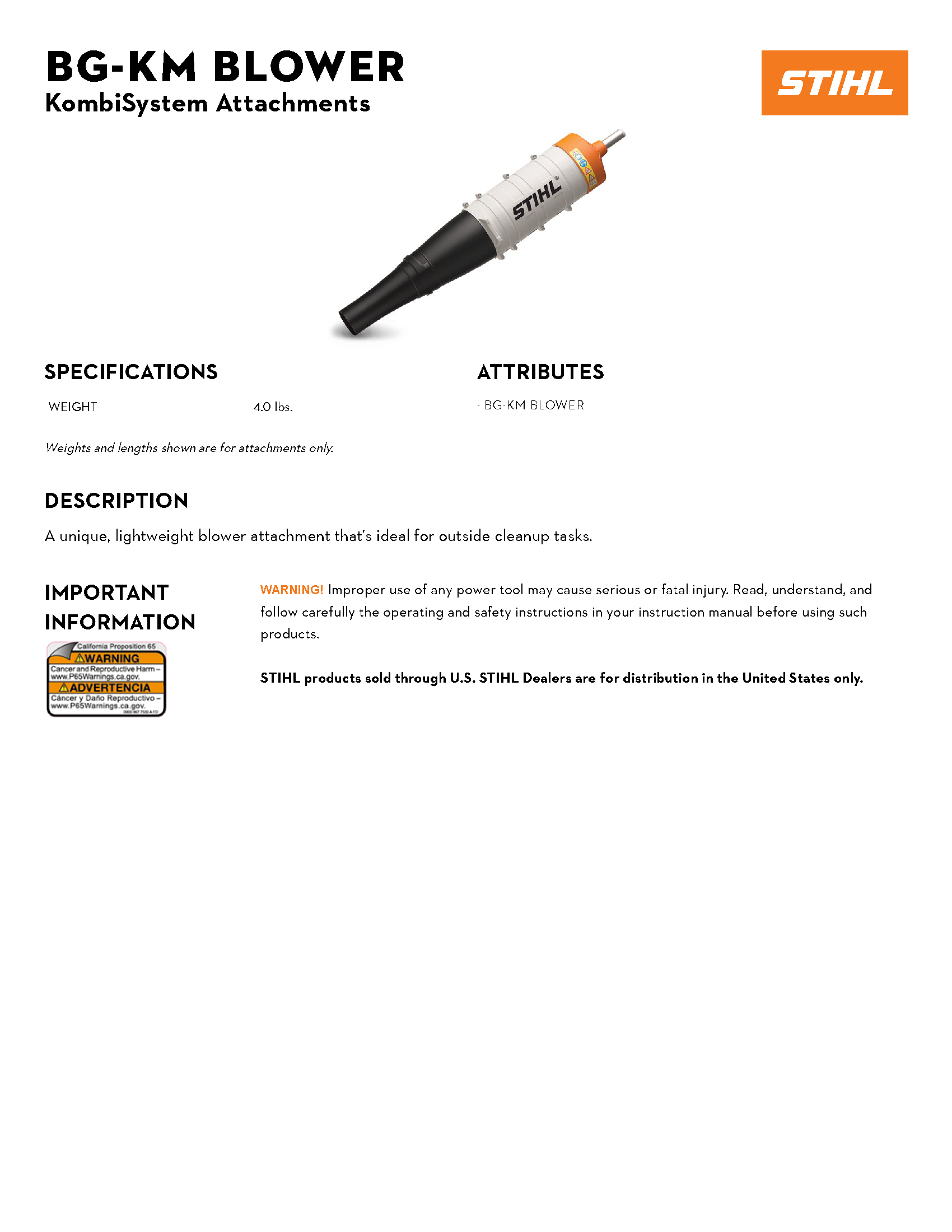 STIHL KOMBI BLOWER ATTACHMENT
