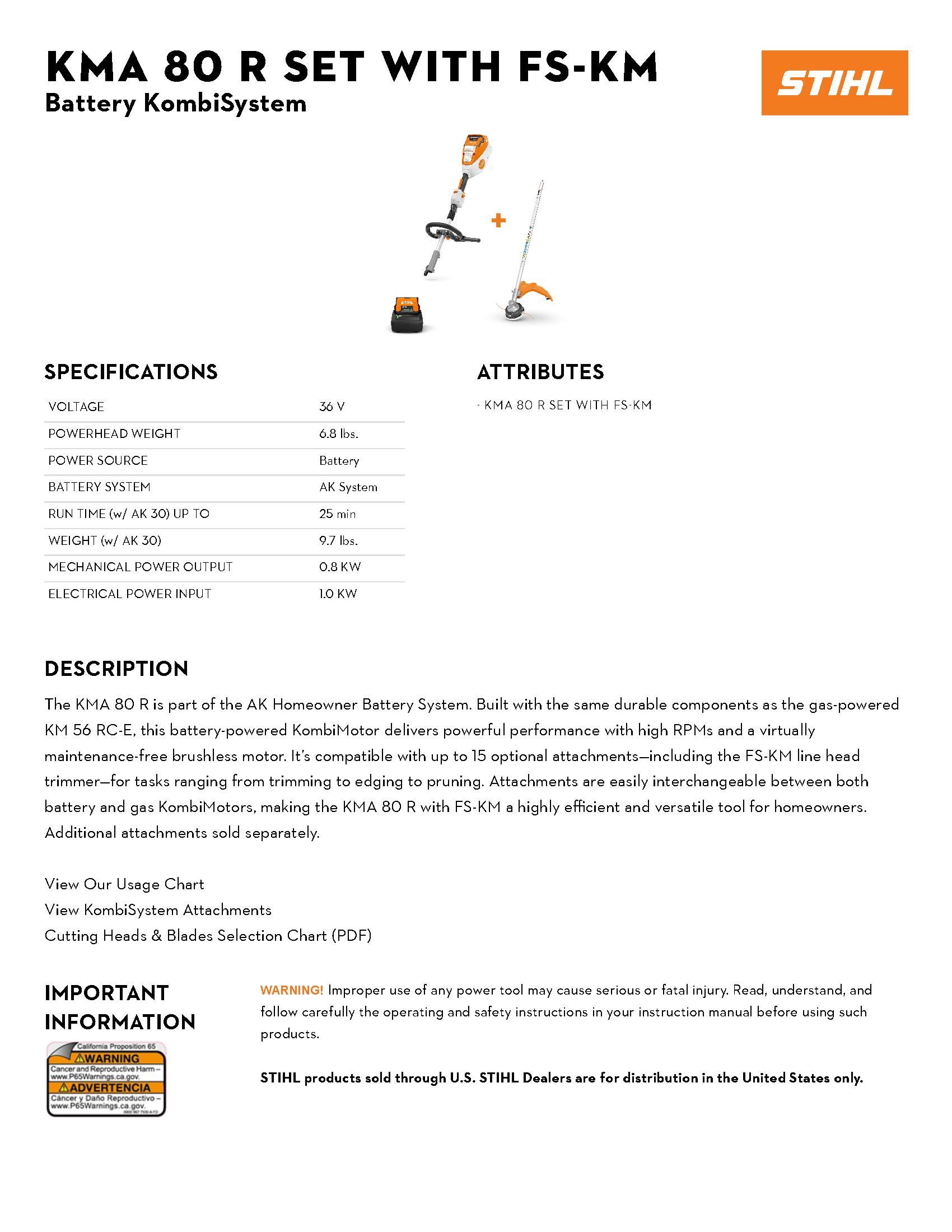 STIHL LITH-ION KMA 80 KOMBI SET