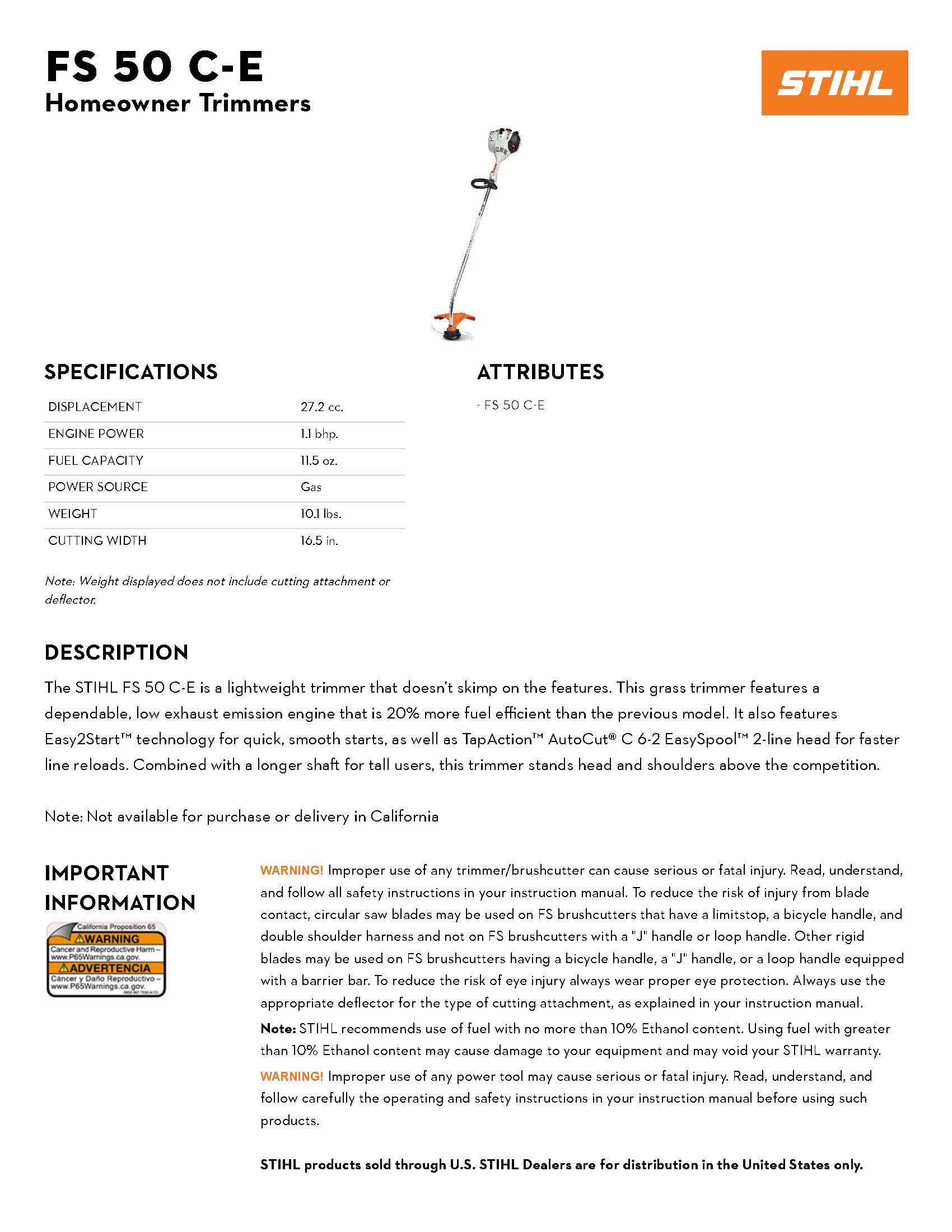 STIHL FS 50 C-E LOOP HANDLE TRIMMER