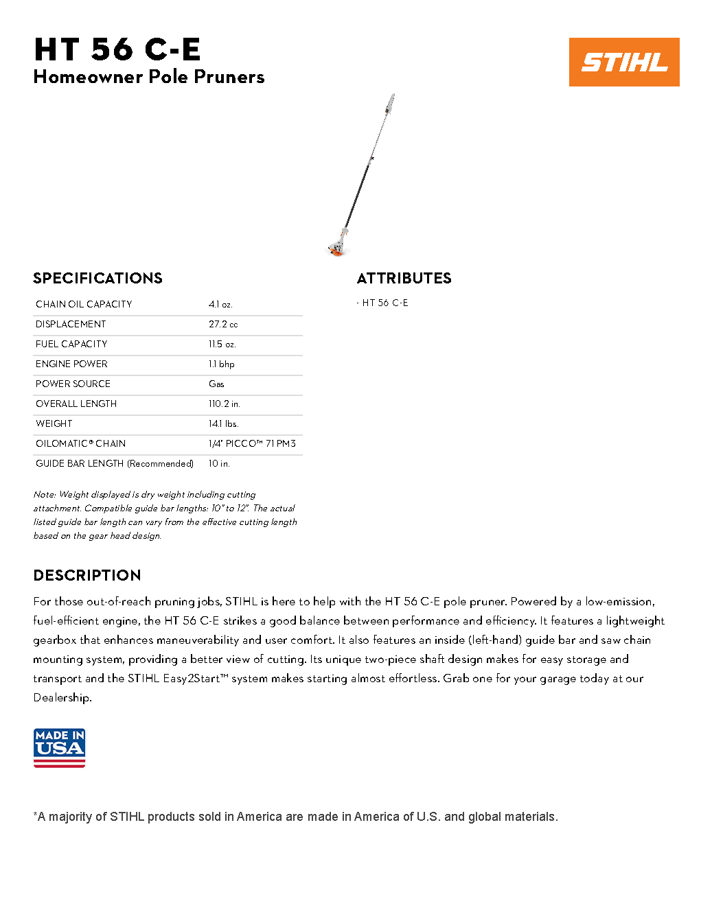 STIHL HT 56C-E POLE SAW