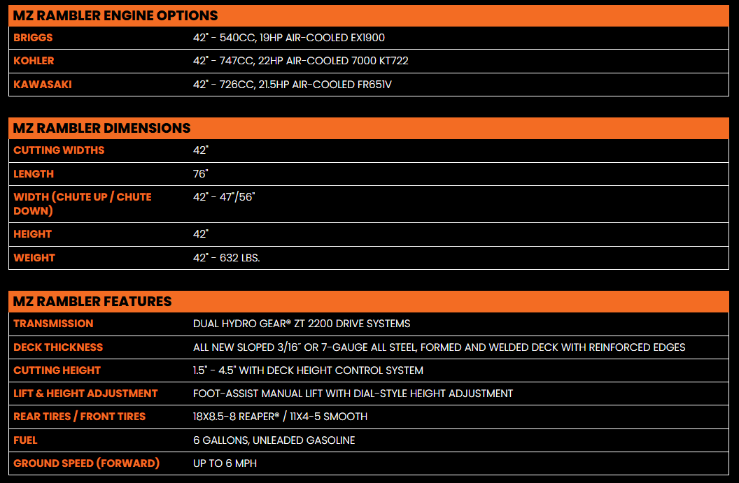 BAD BOY 42\" RAMBLER - KAWASAKI ENGINE