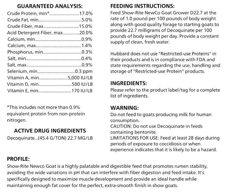 SHOWRITE NEWCO GOAT GROWER
