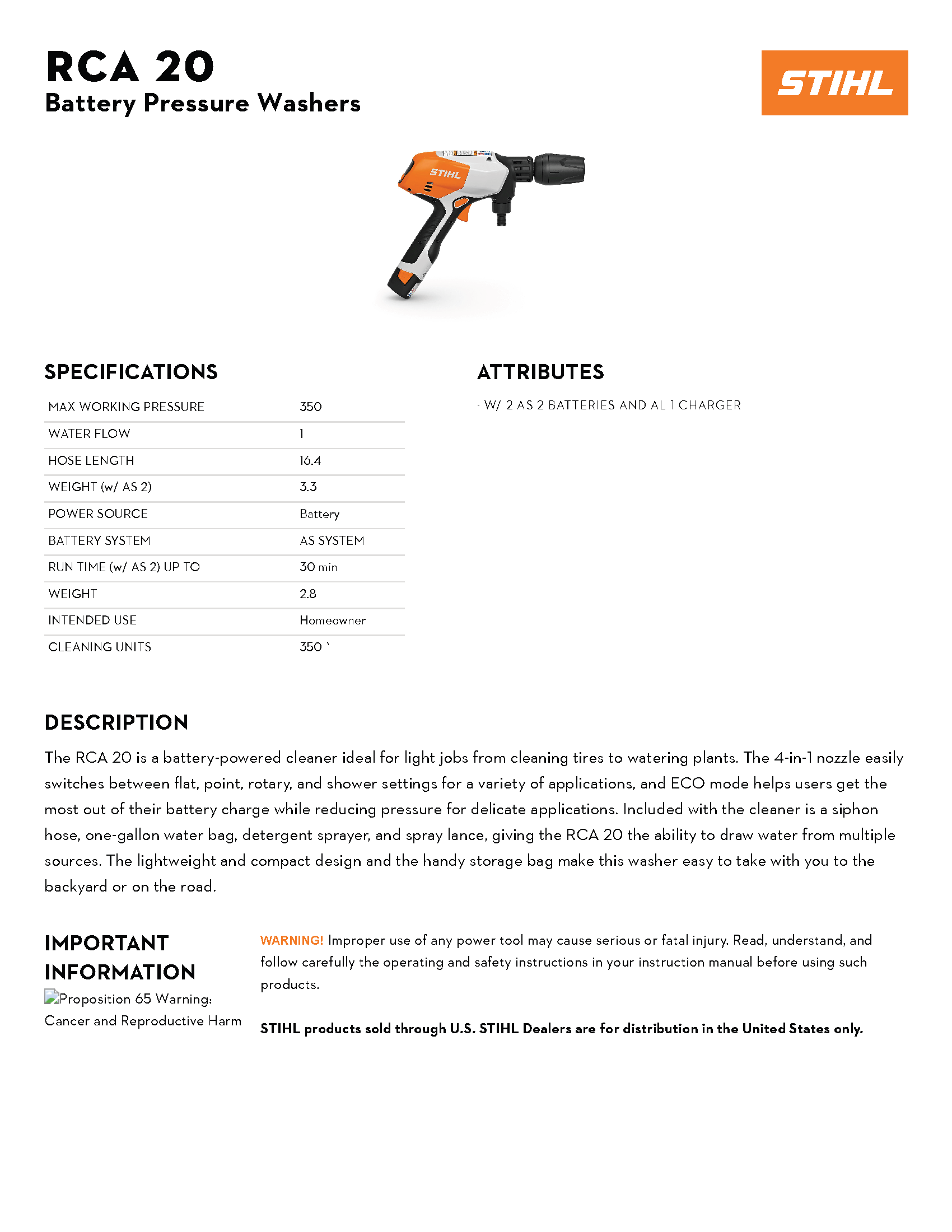 STIHL LITH-ION PRESSURE WASHER