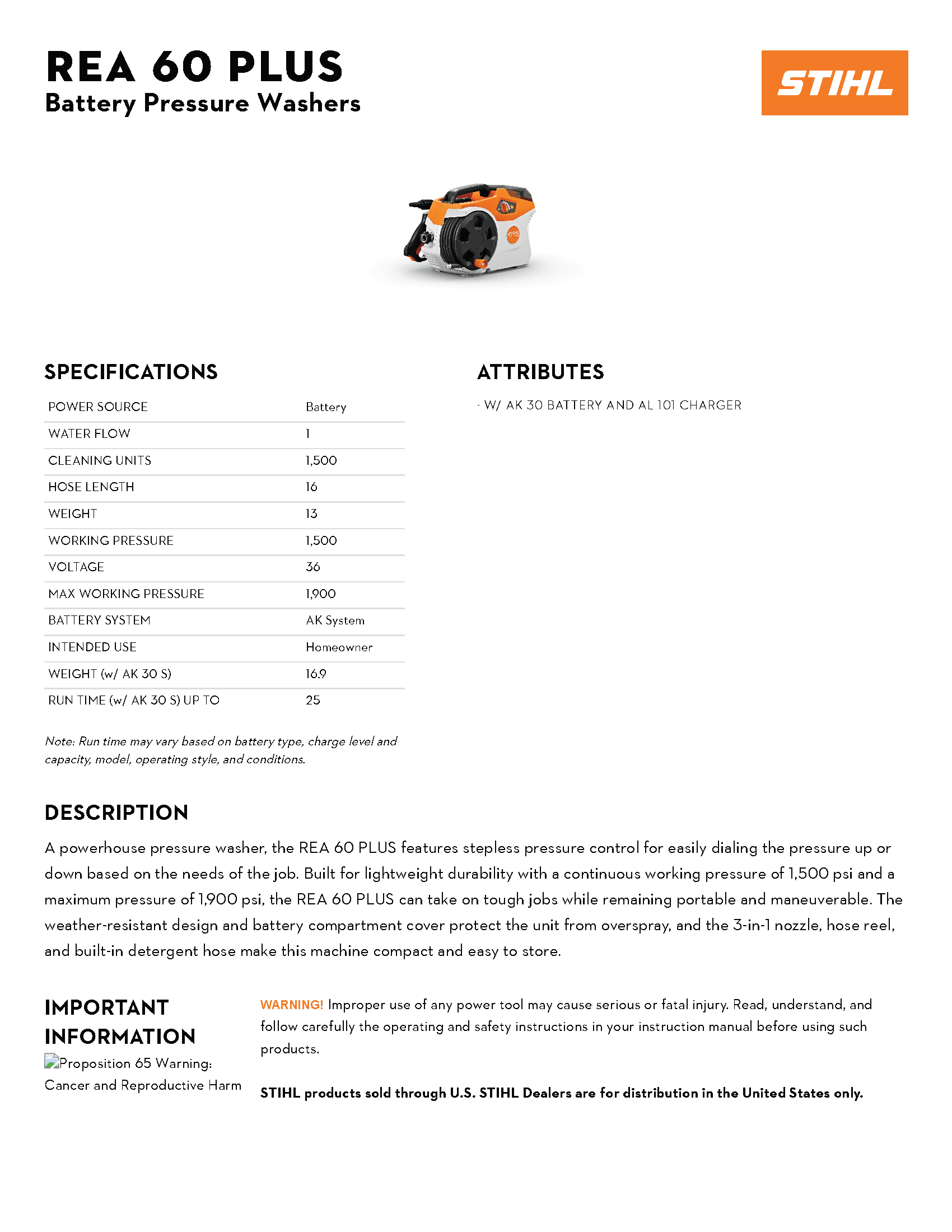 STIHL LITH-ION PRESSURE WASHER