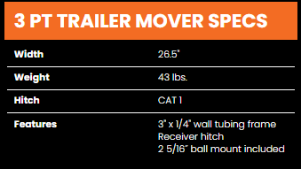 BAD BOY TRAILER MOVER W/ 2 5/16