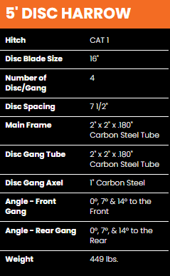 BAD BOY 5\' DISC HARROW