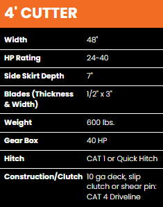 BAD BOY 4\' HEAVY DUTY ROTARY CUTTER