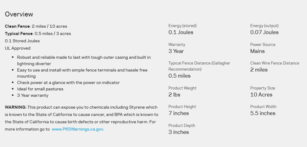 GALLAGHER M10 FENCE CHARGER