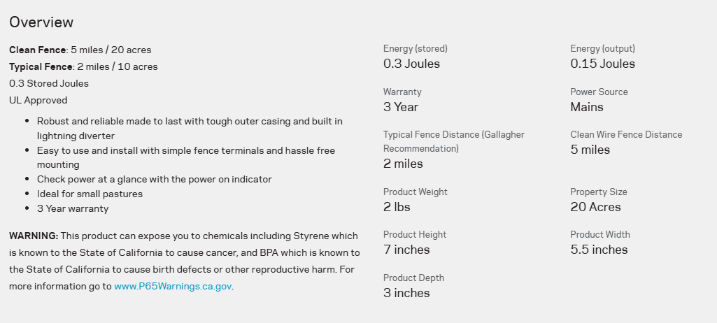 GALLAGHER M30 FENCE CHARGER