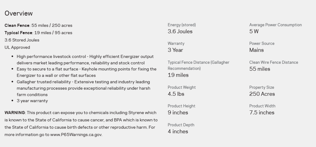 GALLAGHER M360 FENCE CHARGER