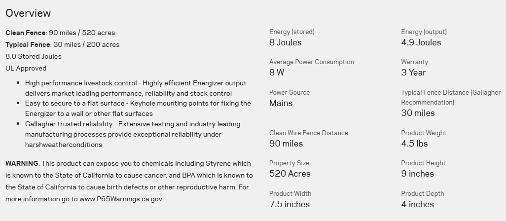 GALLAGHER M800 FENCE CHARGER