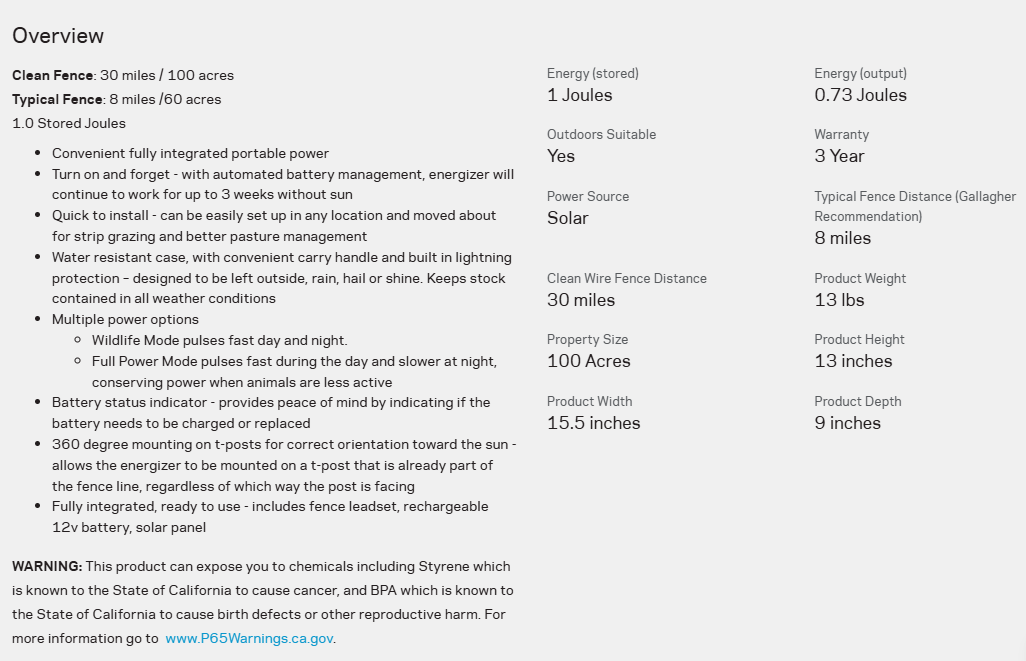 GALLAGHER S100 SOLAR FENCE CHARGER
