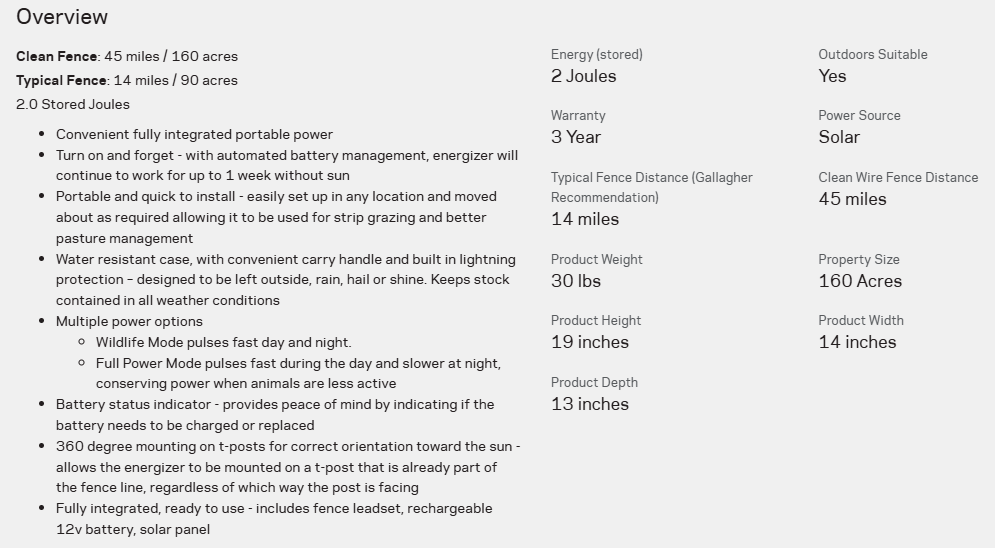 GALLAGHER S200 SOLAR FENCE CHARGER
