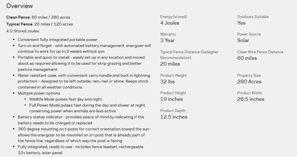 GALLAGHER S400 SOLAR FENCE CHARGER