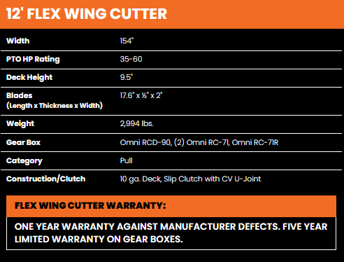 BAD BOY 12\' FLEX WING ROTARY CUTTER