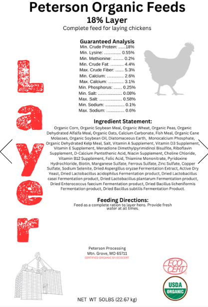 PETERSON ORGANIC 18% LAYER FEED