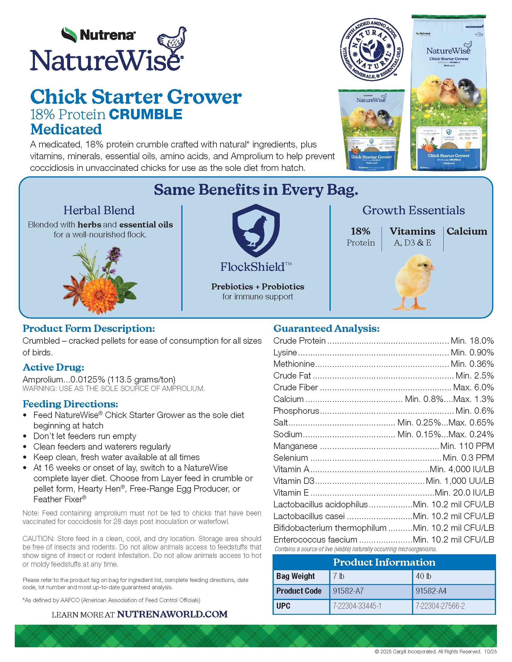 NATUREWISE 18% MEDICATED CHICK STARTER GROWER - 7#