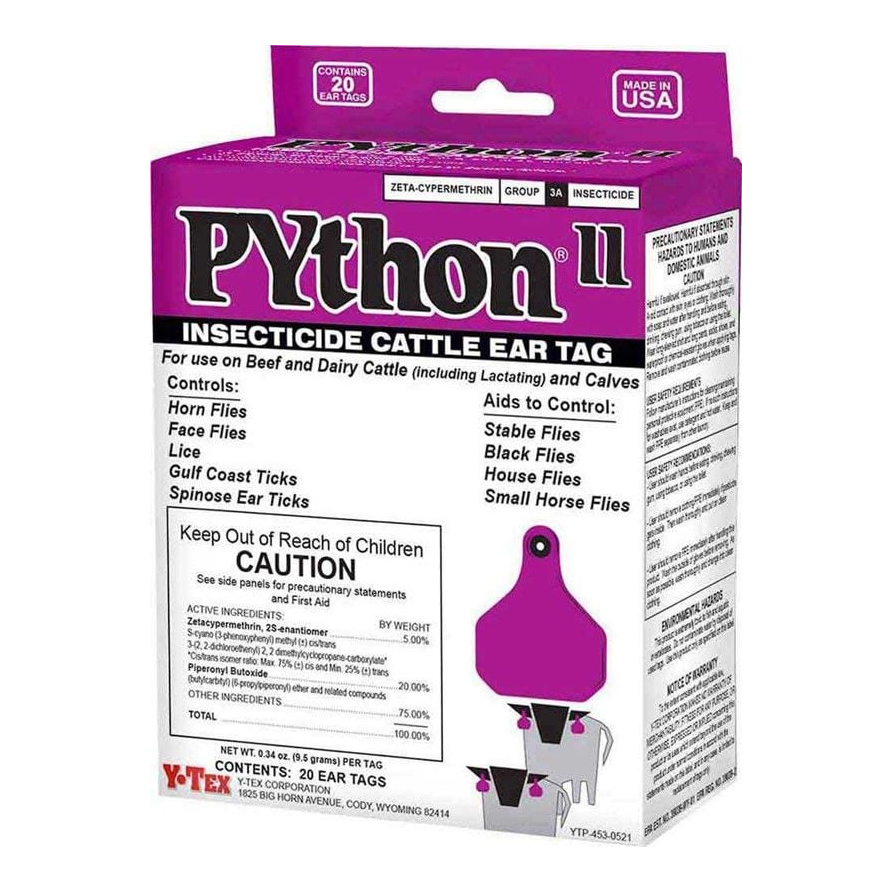Y-TEX PYTHON II INSECTICIDE EAR TAGS 20PK