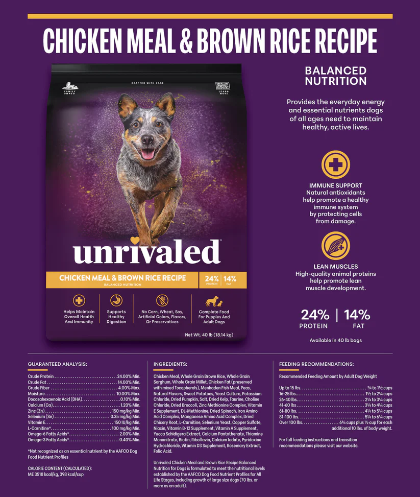 UNRIVALED CHICKEN MEAL & BROWN RICE - 40#