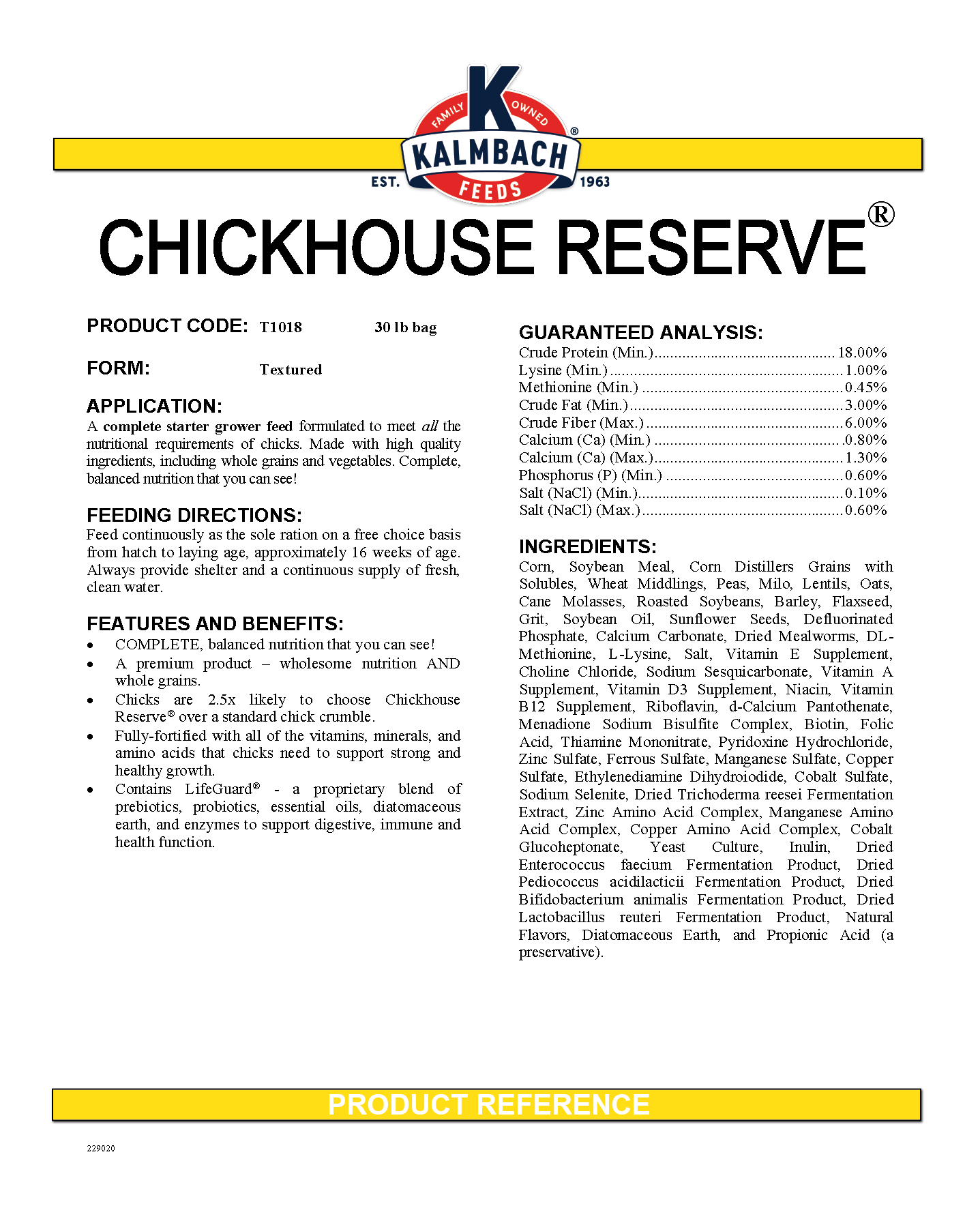 CHICKHOUSE RESERVE CHICKEN STARTER FEED - 30#